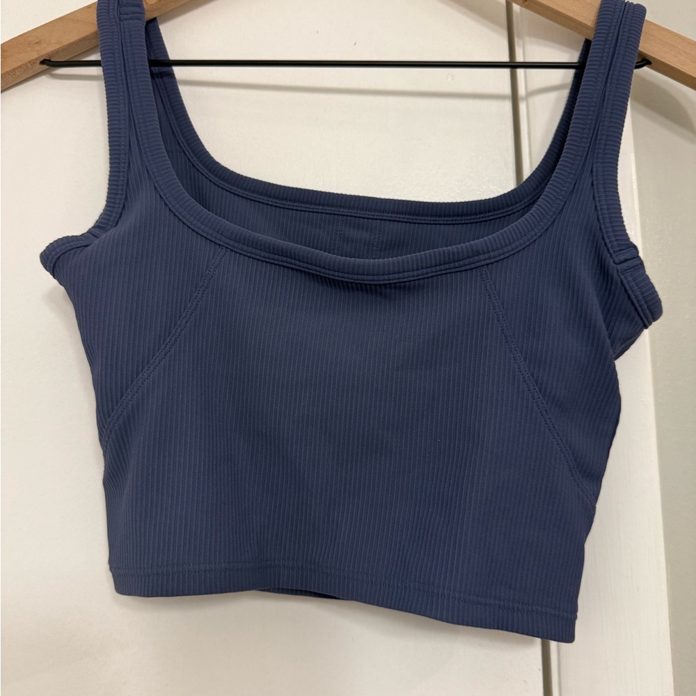 Blue Ribbed Workout Top - Picture 2 of 2